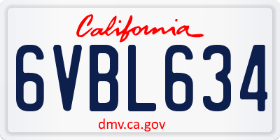 CA license plate 6VBL634