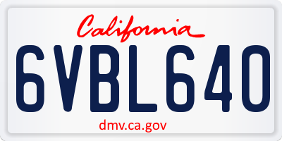 CA license plate 6VBL640