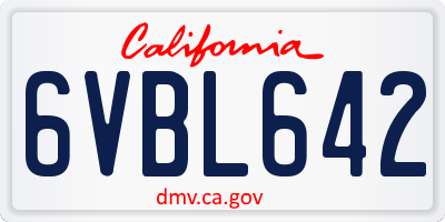 CA license plate 6VBL642