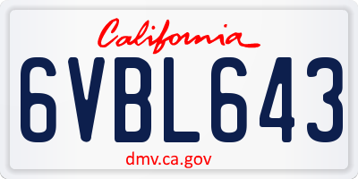 CA license plate 6VBL643