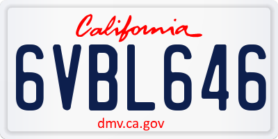 CA license plate 6VBL646