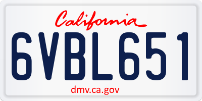 CA license plate 6VBL651