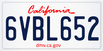 CA license plate 6VBL652