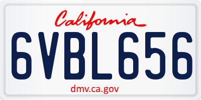CA license plate 6VBL656