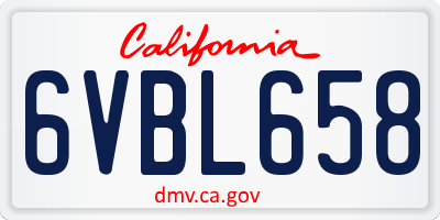 CA license plate 6VBL658