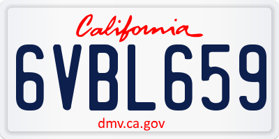CA license plate 6VBL659