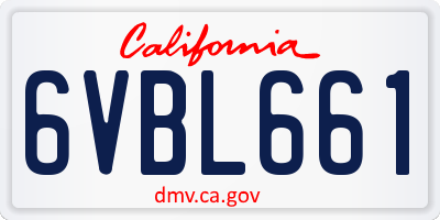 CA license plate 6VBL661