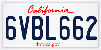 CA license plate 6VBL662