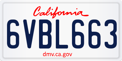 CA license plate 6VBL663