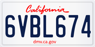 CA license plate 6VBL674