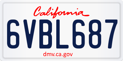 CA license plate 6VBL687