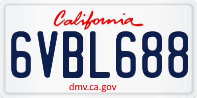 CA license plate 6VBL688