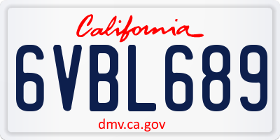 CA license plate 6VBL689