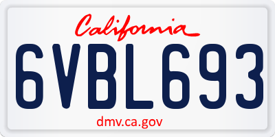 CA license plate 6VBL693