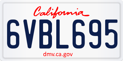 CA license plate 6VBL695