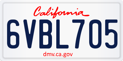 CA license plate 6VBL705