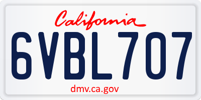 CA license plate 6VBL707