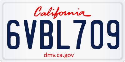 CA license plate 6VBL709