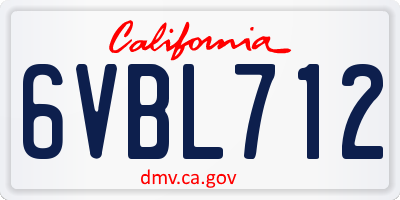 CA license plate 6VBL712