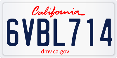 CA license plate 6VBL714