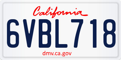 CA license plate 6VBL718