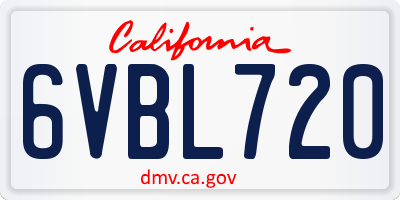 CA license plate 6VBL720