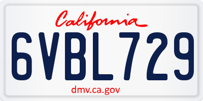 CA license plate 6VBL729