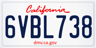 CA license plate 6VBL738