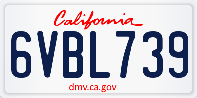 CA license plate 6VBL739