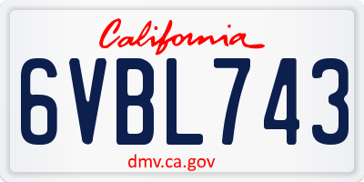 CA license plate 6VBL743