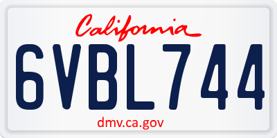 CA license plate 6VBL744