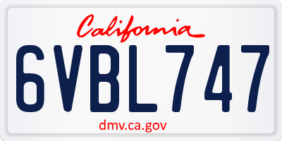CA license plate 6VBL747