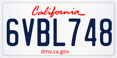 CA license plate 6VBL748