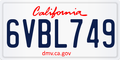 CA license plate 6VBL749