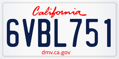 CA license plate 6VBL751