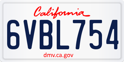 CA license plate 6VBL754