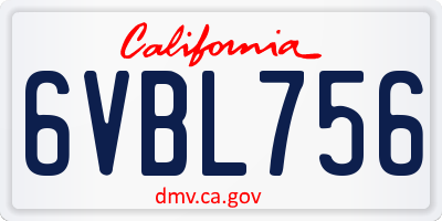 CA license plate 6VBL756