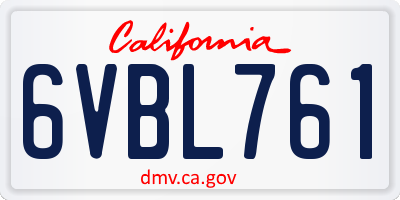 CA license plate 6VBL761
