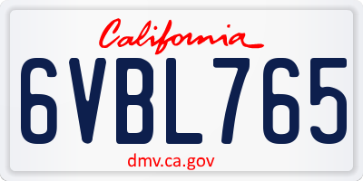 CA license plate 6VBL765
