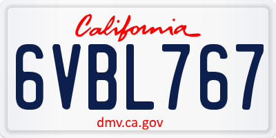 CA license plate 6VBL767