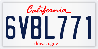 CA license plate 6VBL771