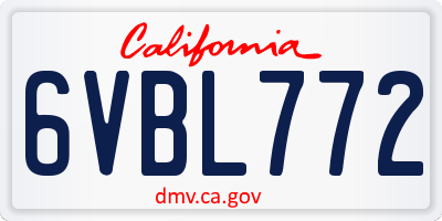 CA license plate 6VBL772