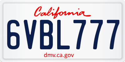 CA license plate 6VBL777