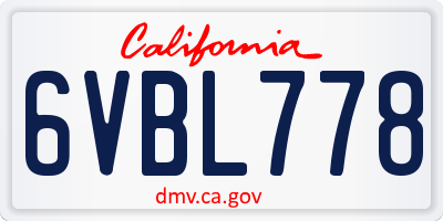CA license plate 6VBL778
