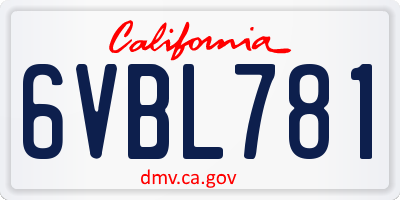 CA license plate 6VBL781