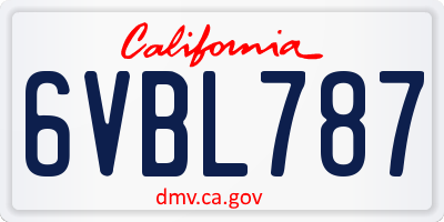 CA license plate 6VBL787