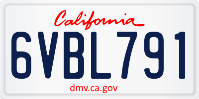 CA license plate 6VBL791