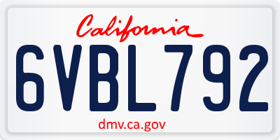 CA license plate 6VBL792
