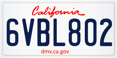 CA license plate 6VBL802