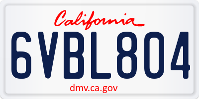 CA license plate 6VBL804